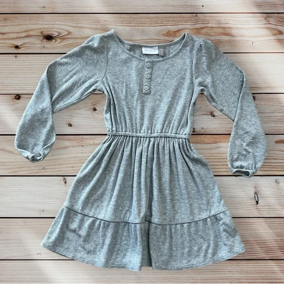 The Children's Place Gray Long Sleeve Dress Casual Comfy Stretchy Small - Picture 1 of 4